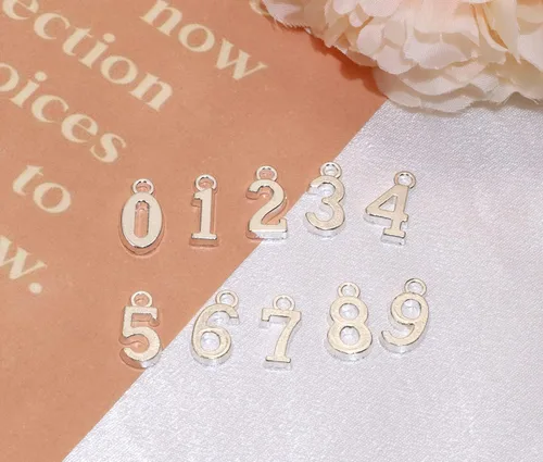 Miniatura 2 de Shapenty Colgantes de Dijes de Números 0-9 de Aleación Metálica para Manualidades DIY Llavero Broche Pulsera Muñequeras Collar Pendientes