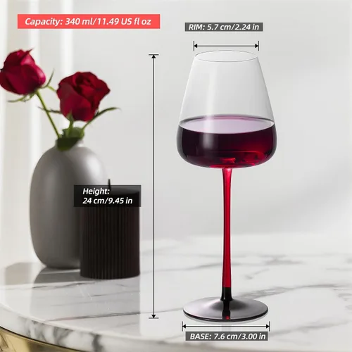Miniatura 4 de KAMMAK Juego de 2 copas de vino de 11.49 onzas, de cristal soplado a mano, borde fino y tallo largo, perfectas para rojo y blanco, uso diario
