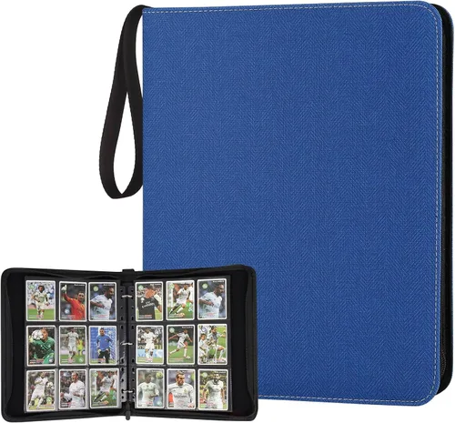 Miniatura 16 de GERMUN Carpeta de tarjetas de poliuretano, 16 bolsillos, carpetas de soporte premium para más de 1000 tarjetas, álbum de bolsillo de doble cara