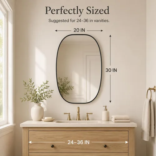 Miniatura 5 de USHOWER Black Oval Arch Bathroom Mirrors for Over Sink, 20x30 Inch Bathroom Vanity Mirror for Bathroom, Bedroom, Vanity, Entryway, Aluminium Frame