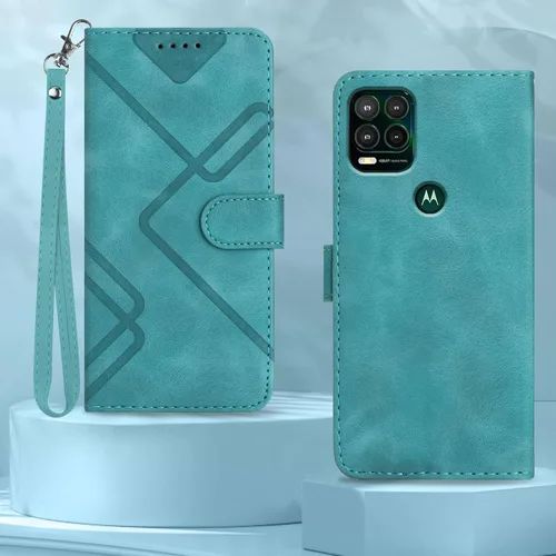 Miniatura 5 de Funda para teléfono Moto G Stylus 5G 2021, tarjetero de cuero, correa de muñeca, cierre magnético, a prueba de golpes, funda con tapa