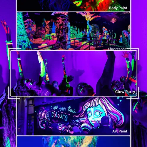 Miniatura 5 de Bombillas LED negras UV, bombilla LED negra E26 de 9 W, luces negras para fiesta brillante, dormitorio, póster fluorescente de luz negra, pintura