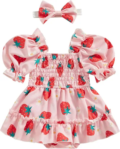 Miniatura 28 de Mameluco de verano para niña, sin mangas, vintage, con burbujas, vestido de mameluco lindo y diadema