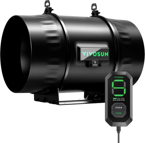 Miniatura 9 de VIVOSUN Ventilador de conducto en línea G4 de 4 pulgadas y 3 modos de ciclo controlador de velocidad E12, kit de ventilación para tienda de cultivo