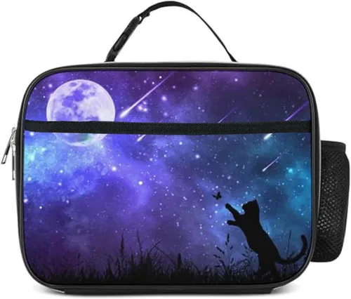 Miniatura 15 de Bolsa de almuerzo de mármol azul aislada reutilizable para niños y niñas, bolsa térmica térmica para hombres, mujeres, escuela, trabajo, picnic