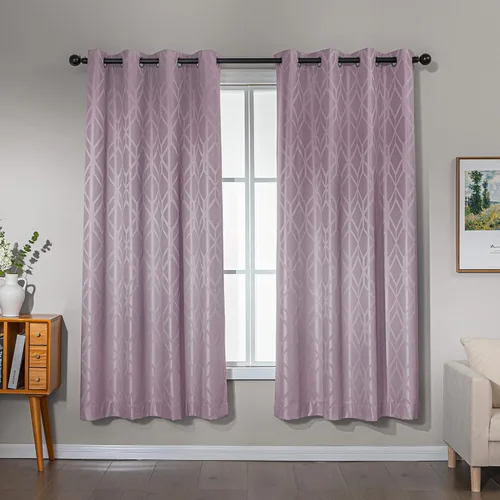 Miniatura 10 de Amazon Basics Cortinas Jacquard 100% opacas de 2 piezas, cortinas para sala de estar y dormitorio, tratamiento de ventana con aislamiento térmico
