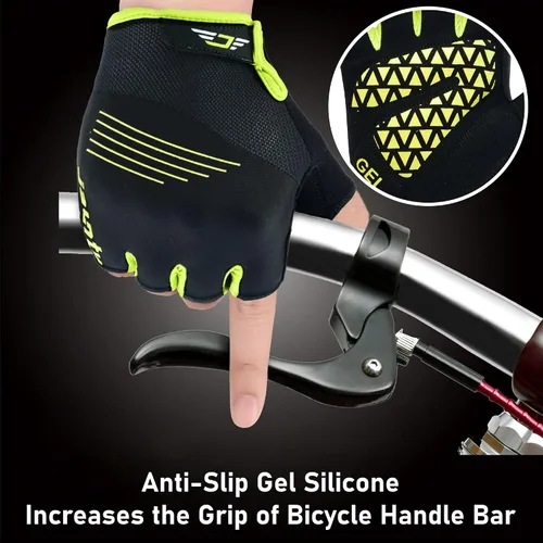 Miniatura 4 de JAUNTY Guantes de ciclismo para hombre, con relleno de gel de medio dedo, guantes de bicicleta para hombre, que absorben los golpes