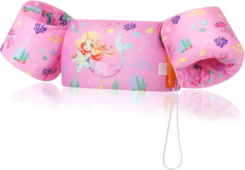 Miniatura 12 de MoKo Chaleco de natación para niños pequeños, flotadores de brazo de natación de 22 a 66 libras, niños y niñas, con dibujos animados, alas de agua