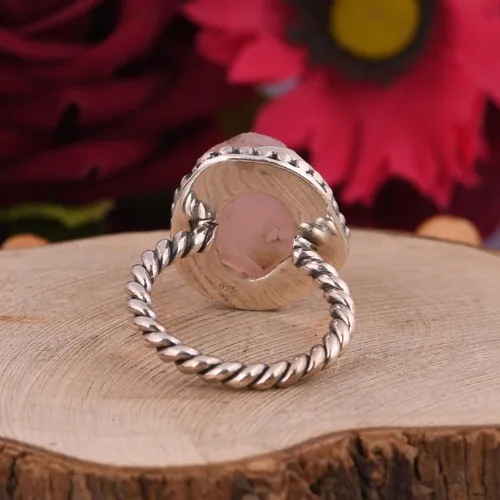 Miniatura 5 de Anillo trenzado de plata esterlina 925 con piedras preciosas crudas para mujer, joyería hecha a mano