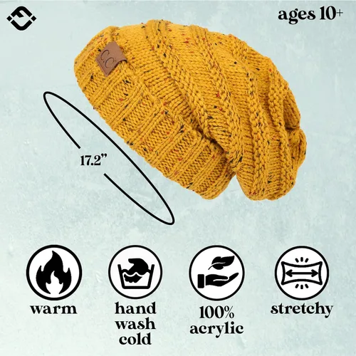 Miniatura 21 de Funky Junque Gorro de moda de punto trenzado de talla extragrande, grueso, abrigado, suave y holgado