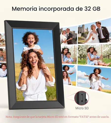 Miniatura 3 de BIGASUO Marco de fotos digital, marco digital Frameo de 10.1 pulgadas con WiFi con memoria de 32 GB, pantalla táctil IPS de 1280 x 800, envía