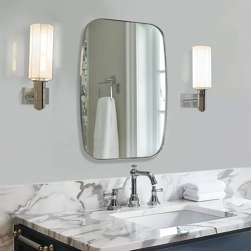 Miniatura 178 de ANDY STAR Espejo de baño de níquel cepillado, espejo ovalado de 20 x 30 pulgadas para baño, espejo oblongo de níquel cepillado con marco de metal
