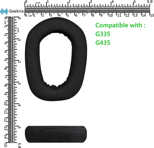 Miniatura 6 de Geekria Almohadillas de repuesto de tela de malla para auriculares Logitech G435 G335, almohadillas para los oídos con guía de video (negro)