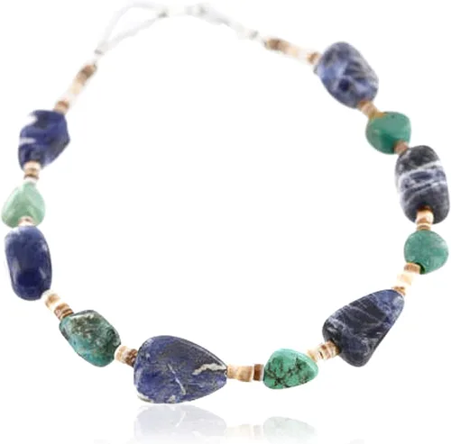 $80al por menor etiqueta auténtico fabricado por Charlene Little Navajo plata turquesa Natural y lapislázuli pulsera de nativo americano