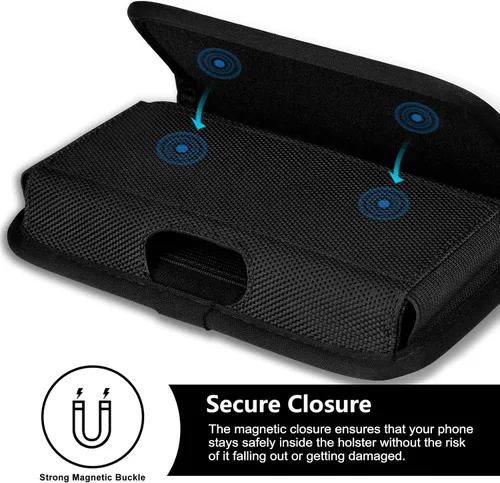 Miniatura 5 de ykooe Funda de nailon resistente compatible con iPhone 17, 16, 15, 14, 13, 12 y modelos Pro, Galaxy S25, S24, S23, S22, S21, soporte para cinturón