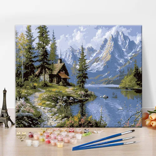 Miniatura 7 de Kit de pintura por números de playa con rocas para adultos, Moonbend DIY Kit de pintura al óleo, lienzo nocturno, pigmento acrílico, pintura
