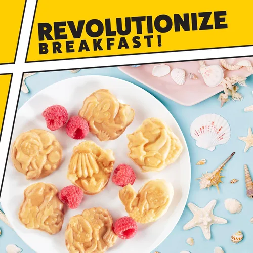 Miniatura 6 de waflera de sirena para el desayuno divertido de verano, crea 7 gofres diferentes en forma de sirena en cuestión de minutos – Brunch fresco bajo