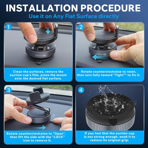 Miniatura 4 de Soporte de teléfono con ventosa de nano gel de 360°, soporte universal ultra fuerte para teléfono celular, soporte de vacío manos libres
