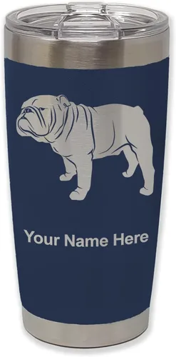 Miniatura 21 de LaserGram Vaso aislado al vacío de 20 onzas, Bulldog Dog, grabado personalizado incluido (negro)