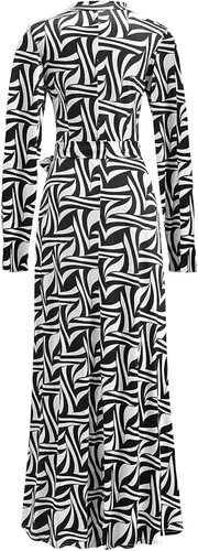 Miniatura 4 de FOVIGUO Vestido largo de manga larga con abertura para mujer, estampado floral, elegante, con cinturón