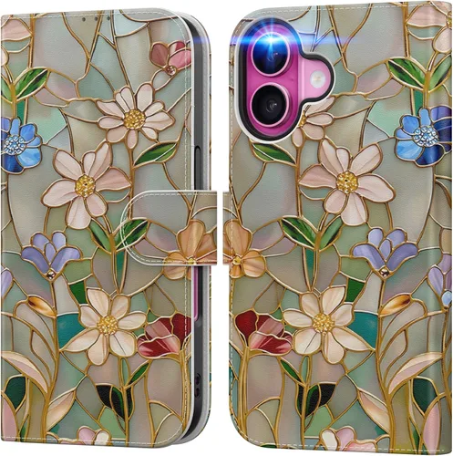Miniatura 8 de DEENAKIN Funda tipo cartera para iPhone 15 con tarjetero + clip para efectivo, bloqueo RFID, protección contra caídas de grado militar y obras