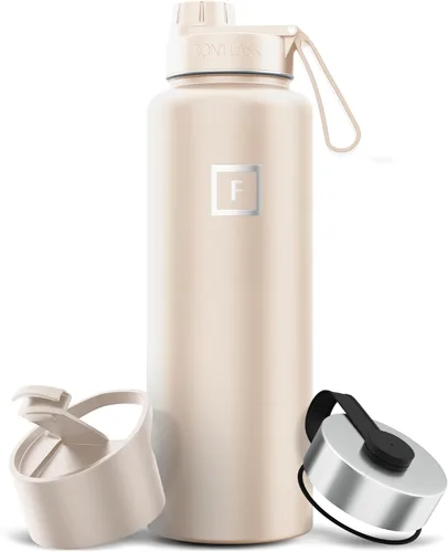 Miniatura 64 de IRON °FLASK Frasco de hidratación para acampar y senderismo con pajilla, botella de agua deportiva de acero inoxidable con aislamiento de boca Dark