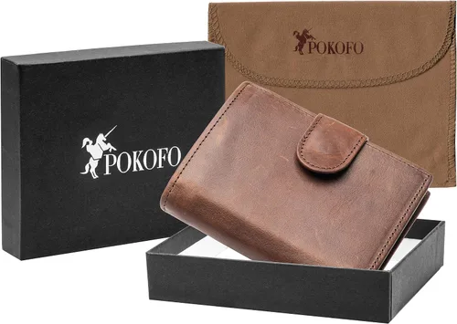 Miniatura 6 de Tarjetero grande de cuero genuino RFID con cierre a presión, 3 ventanas de identificación para hombres, Classic