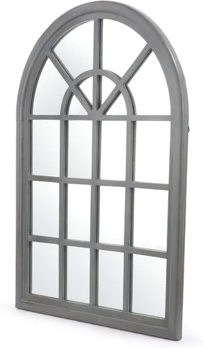 Miniatura 3 de GDF Studio Sebastiane - Espejo tradicional arqueado para ventana, color gris lavado