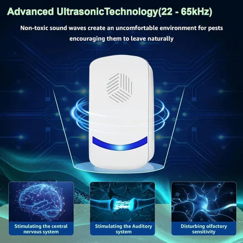 Miniatura 6 de Repelente ultrasónico de plagas actualizado 2026, repelente de arañas en interiores para cucarachas, hormigas, moscas, mosquitos, ratones, control