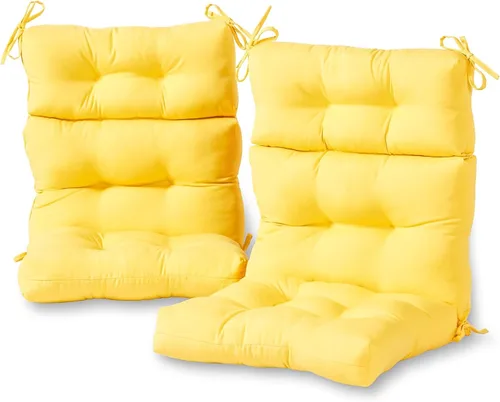 Miniatura 52 de Cojines para silla de respaldo alto para exteriores, diseño de asiento y respaldo con bisagras de una pieza, reversibles con 4 lazos, tela