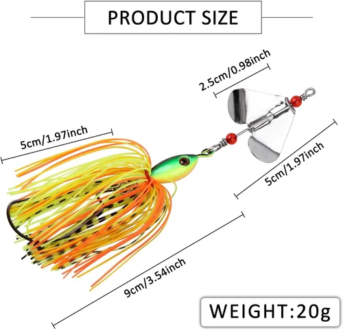 Miniatura 3 de 6PCS Bass Spinner Baits Buzz Bait Hard Metal Fishing Jigs for Bass Trout Pike Salmon Multi-Color Spoon Spinner Bait Saltwater Freshwater