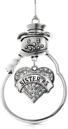 Miniatura 234 de Inspired Silver - Big Sis - Adorno de Navidad plateado - Adorno de árbol de Navidad con dije de corazón con circonita cúbica - Decoración colgante