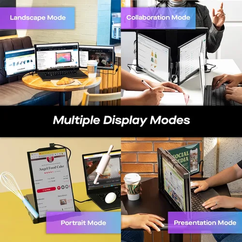 Miniatura 4 de Mobile Pixels New Trio Monitor portátil, 13.3 '' 1080P FHD, monitor triple para laptop, Plug and Play, soporte integrado, imanes opcionales