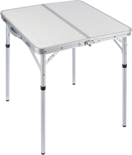 REDCAMP Mesa de campamento cuadrada pequeña plegable de 24 pulgadas con patas de altura ajustable, mesa plegable de aluminio ligero y portátil en la