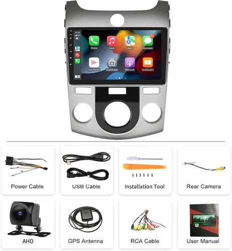 Miniatura 8 de Podofo [2G+32G] Android 13 inalámbrico Apple Carplay estéreo para automóvil para KIA Forte 2009-2017, radio de coche doble DIN con Android Auto