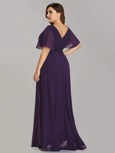 Miniatura 183 de Ever-Pretty Vestido formal para mujer, Navidad, Año Nuevo, cuello en V, gasa, talla grande, largo hasta el suelo, vestido de dama de honor