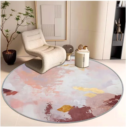 Miniatura 13 de Tapete para silla, alfombra de pelo corto para oficina, antideslizante, que reduce el ruido, alfombra redonda de 47 pulgadas, alfombra decorativa