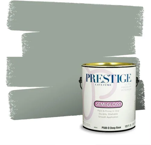 Miniatura 204 de Prestige Paints - Pintura exterior e imprimación en uno, 1 galón, plano, compatibilidad comparable con el color menta «Whipped Mint» de Behr