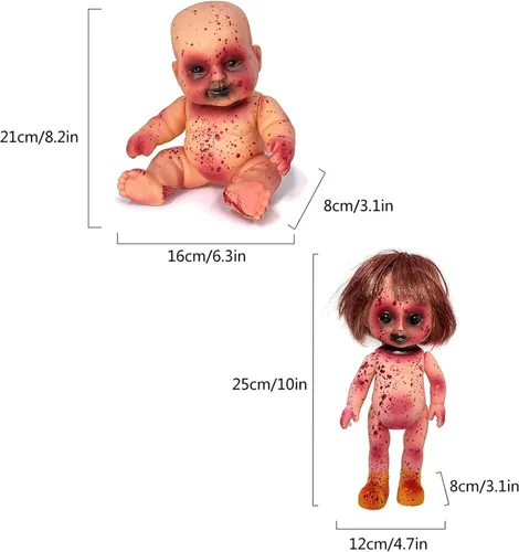 Miniatura 7 de 2 muñecas espeluznantes de Halloween, de 10 pulgadas, muñeca de zombi colgante aterradora con cuerda, decoración de terror de terror de Halloween