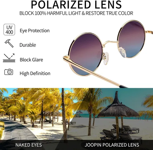Miniatura 4 de Gafas de sol Joopin polarizadas, estilo Lennon, redondas, gafas de sol estilo hippy redondas para mujer y hombre