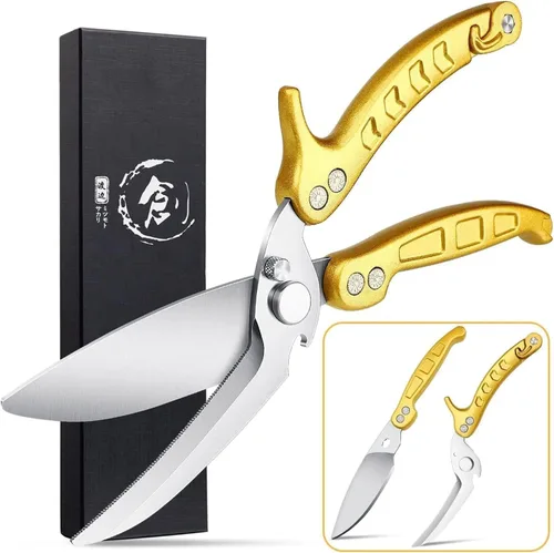 Dream Reach Tijeras para aves de corral, Alemania, tijeras de cocina resistentes con cuchillo, abridor de botellas, caja de regalo, tijeras de