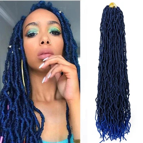 Miniatura 22 de Umylar - Paquetes de 7 rastas sintéticas de ganchillo de 24 pulgadas / 61 cm., extensiones de rastas suaves de diosa, cabello sintético de ganchillo