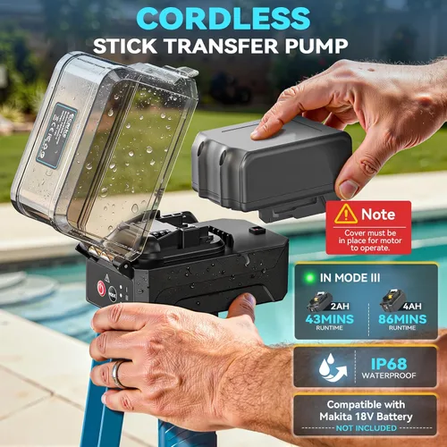Miniatura 8 de Ecarke Bomba de transferencia de agua inalámbrica sin escobillas de 840 GPH compatible con Makita de 18 V (solo herramienta), apagado automático