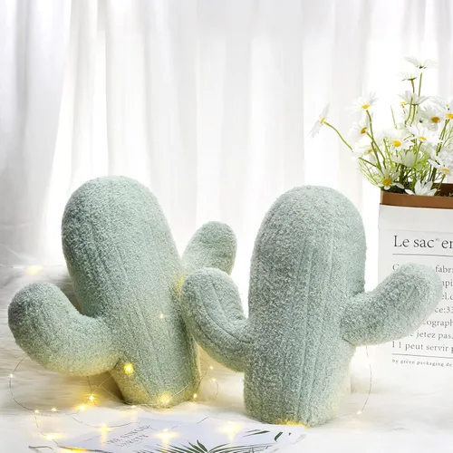 Miniatura 3 de Namalu 2 almohadas 3D con forma de cactus de 16 pulgadas para amantes de las plantas, almohadas decorativas de cactus de felpa, cojín de sofá
