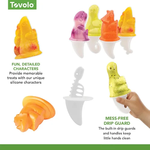 Miniatura 7 de Tovolo - Moldes para paletas heladas, motivo yeti, Dino, Blanco