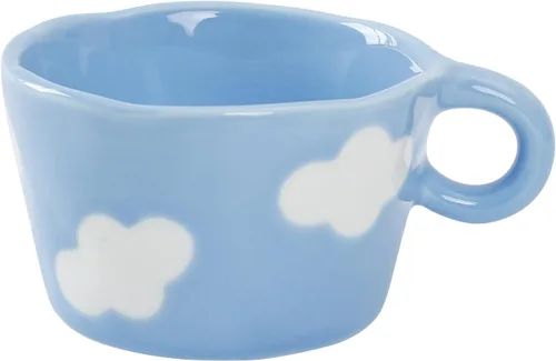 Koythin Taza de café de cerámica, bonita taza creativa impresa a mano para oficina y hogar, 6.5 oz/6.8 fl oz para leche de té con leche (cielo azul