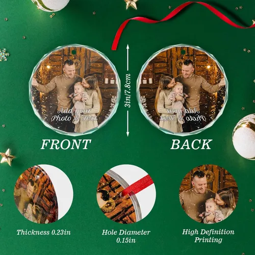 Miniatura 3 de Adorno de Navidad personalizado con foto, adornos de imagen personalizados para Navidad 2026, adorno colgante conmemorativo personalizado