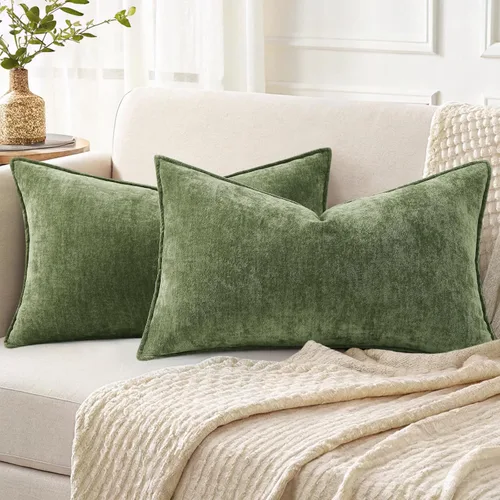 Miniatura 25 de decorUhome - Fundas de Cojín para Sofá 16x16 pulgadas Set de 2, Decorativas Suaves Euro Neutras de Felpilla con Diseño Elegante, Aqua Haze
