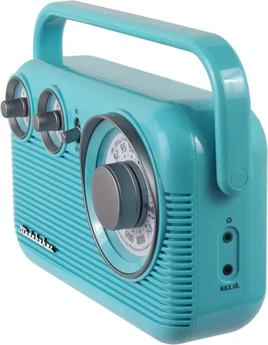 Miniatura 5 de Studebaker SB2003 Radio AM FM portátil retro Altavoz incorporado Alimentado por CA/batería Cable de entrada auxiliar (paquete) (Turquesa)