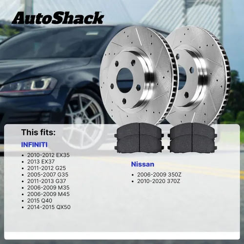 Miniatura 2 de AutoShack Rotores de Freno Delanteros y Traseros Pastillas de Freno de Cerámica Repuesto Para Nissan 370Z 350Z INFINITI G35 M35 EX35 G25 QX50 M45